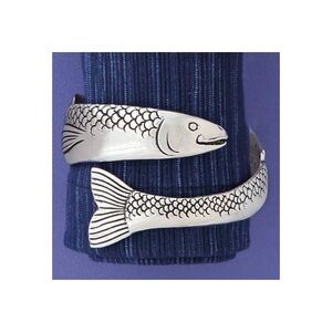 Large Pewter Fish Wrap Bracelet